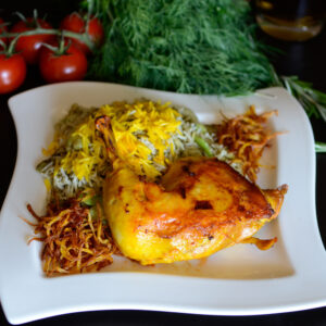 باقالی پلو با مرغ